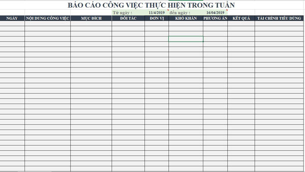 Mẫu báo cáo công việc